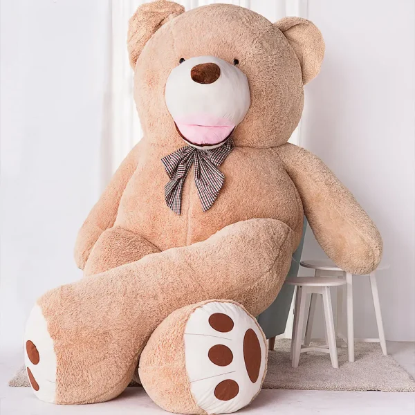 Large Plush Teddy Bear, Stuffed Animal, Toy, 100 Cm, Light Brown, Bobo - Teddyway